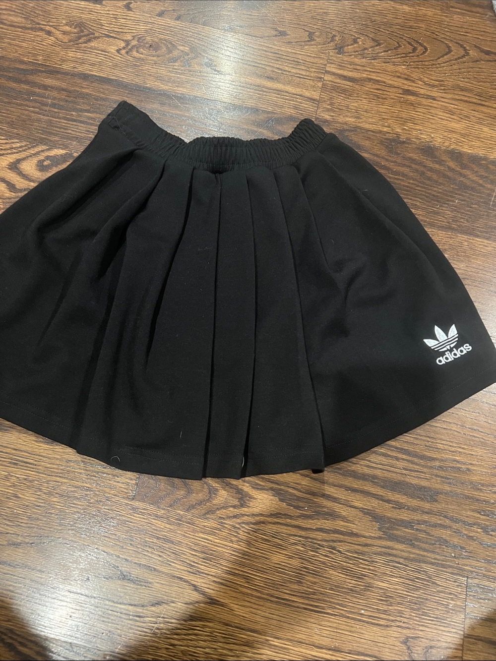 adidas Black Pleated Skater Skirt with White Trefoil Logo